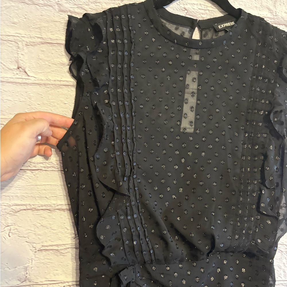 Express Polka Dot Ruffle Mini Dress - Picture 6 of 11